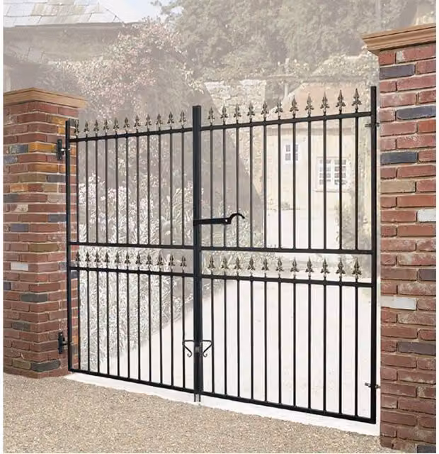 Burbage Iron Craft Corfe Spear Top Tall Double Gate in Black, W: 213.4 cm, H: 177.8 cm
