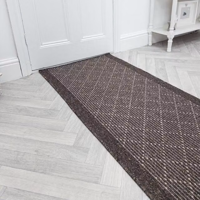 runrug Boulevard Non-Slip Hardwearing Hallway Runner Rug in Brown, W: 66 cm, L: 240 cm
