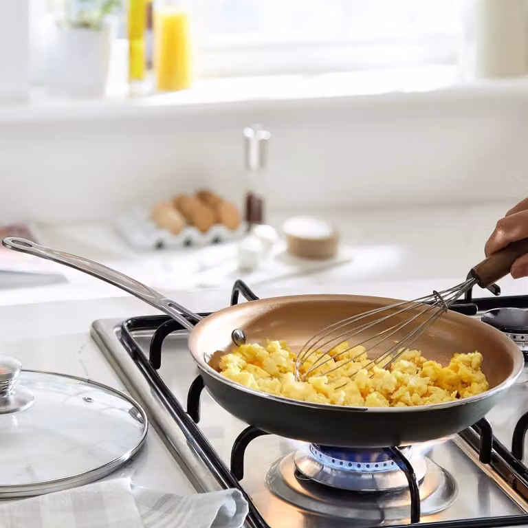 mysmartbuy Multicolour Ceramic Non-Stick Frying Pan with Glass Lid