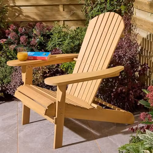Rowlinson Sandown Fixed Adirondack Chair in Brown Treated Hardwood, W77 x D89 x H93.5 cm