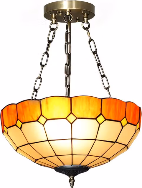 HOMCOM Tiffany Style Vintage Ceiling Light, Multicolour Glass and Copper Chandelier with 3 E27 Sockets