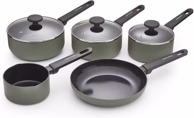 Morphy Richards 5 Piece Non-Stick Recycled Aluminium Saucepan Set in Green