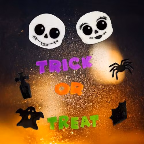 The Boo Crew Halloween Skeleton Gel Window Stickers in White and Multicolour