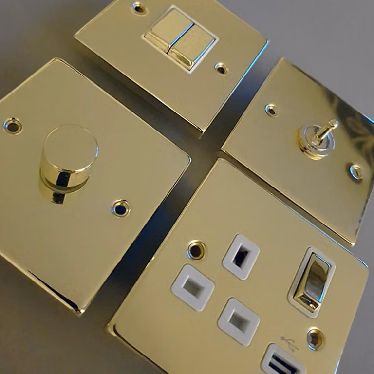 SE Home Polished Brass Twin Telephone Socket in Gold