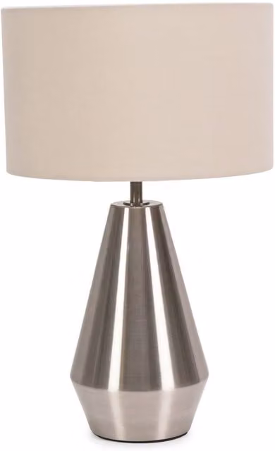 ValueLights Jax Dimmable Touch Table Lamp in Brushed Chrome with Yellow Fabric Drum Shade and LED Bulb