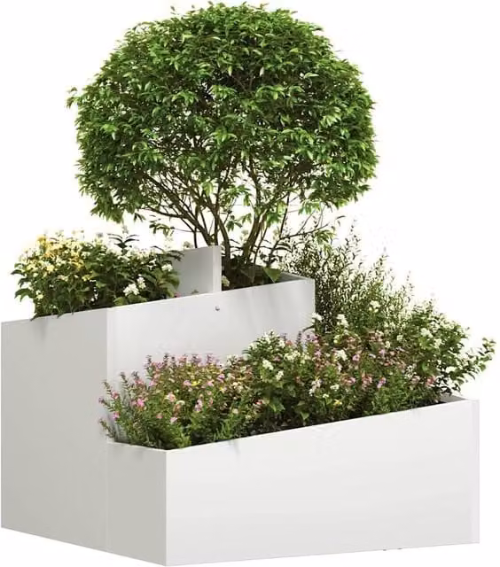 Berkfield Home White Plastic Decorative Planter Tub for Indoor Plants, W/D/H: 50 x 20 x 60 cm