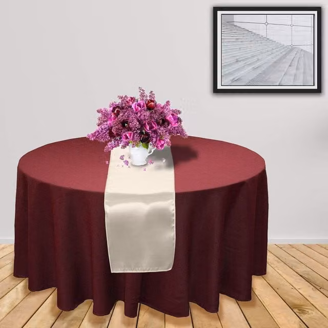Trimming Shop Plain Satin Table Runner in Ivory White