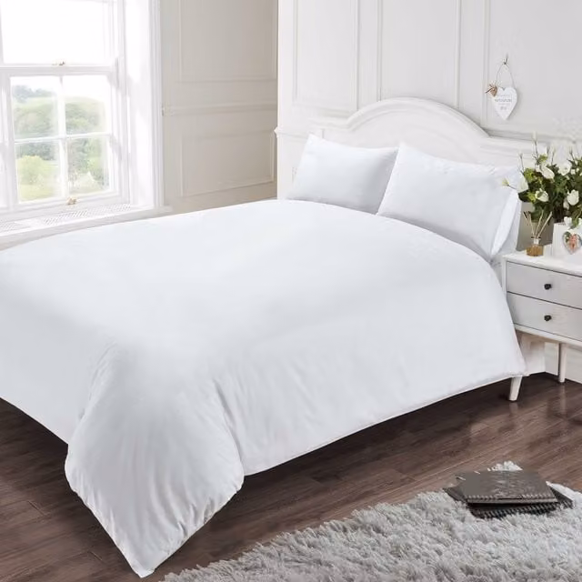 Rapport Home 400 Thread Count Plain White Cotton Flat Sheet, 200 x 200 cm