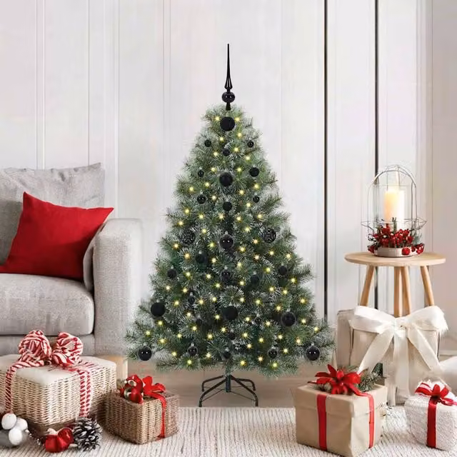 Berkfield Home Artificial Green Christmas Tree with 150 Warm White LEDs, Height: 120 cm