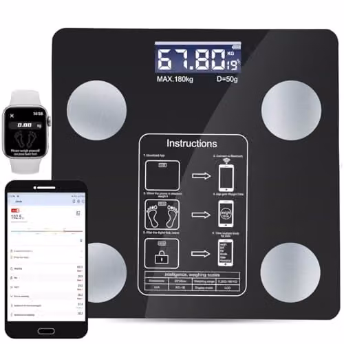 ATEK Digital Smart Body Weight Scale with Bluetooth App Control and BMI Monitor, White