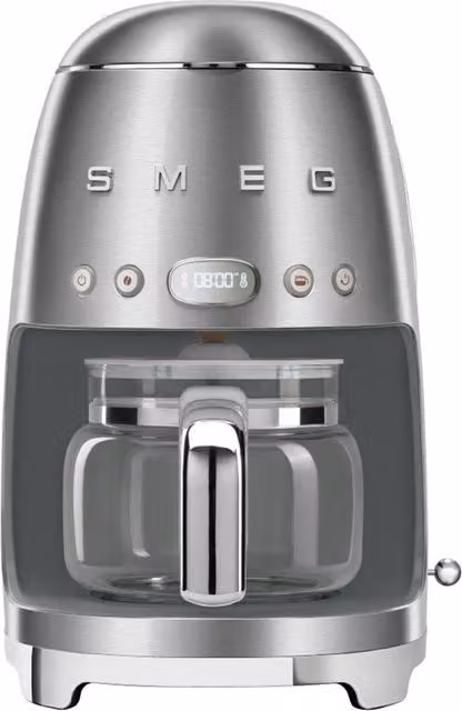 Smeg Drip Coffee Machine in Silver with Glass Jug and Timer Function
