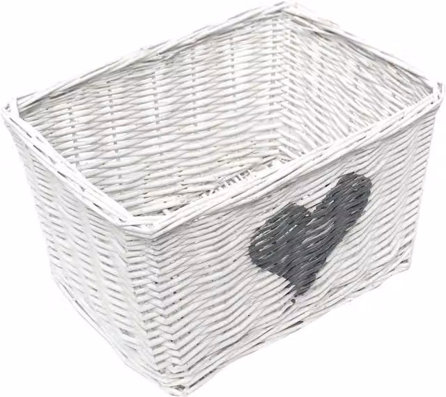 Topfurnishing White Open Weave Wicker Willow Wedding Hamper Storage Basket
