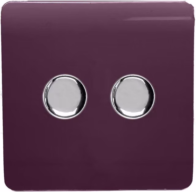 Trendi 2 Gang 2 Way 120w LED Dimmer Switch in Glossy Plum Purple