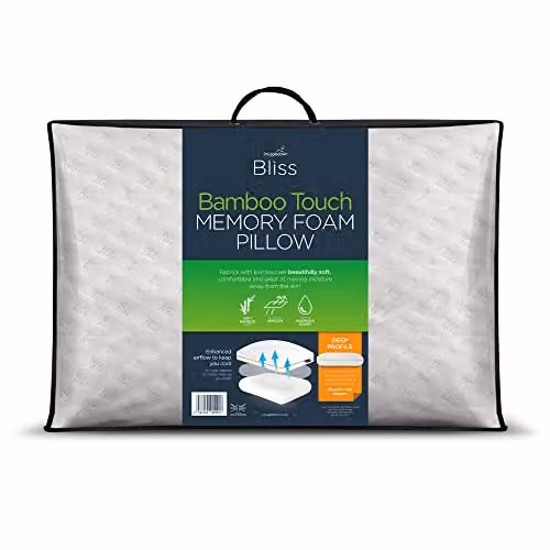 Snuggledown Bamboo Memory Foam Orthopedic Pillow with Firm Support for Side Sleepers, White, W/H: 64 x 38 cm