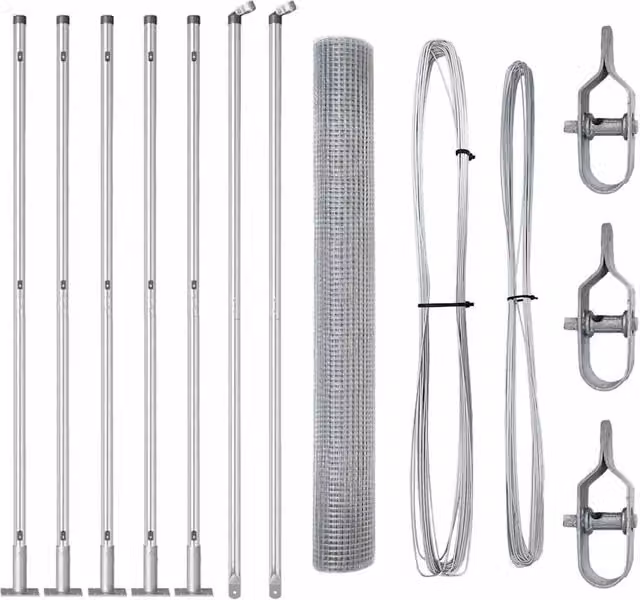 Berkfield Home Set of 2 Round Galvanised Steel Fence Posts in Silver