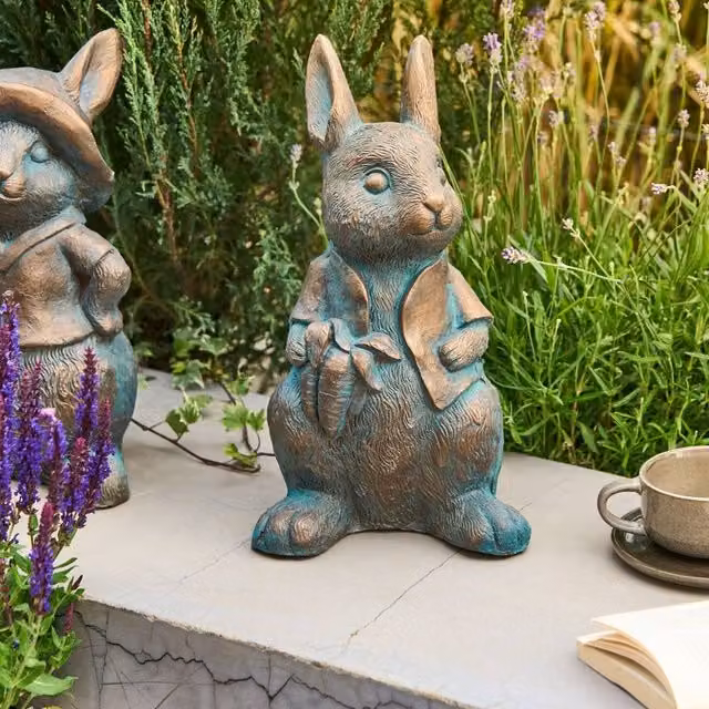 Wyld and Coco Brown Ceramic Garden Rabbit Figurine, Height: 37 cm