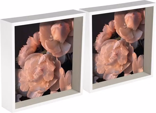 Nicola Spring Pack of 5 White 3D Deep Box Square Photo Frames, W/H: 25.4 x 25.4 cm