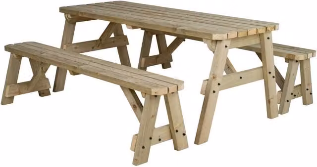 Arbor Garden Solutions Rustic Treated Hardwood Picnic Table and Bench Set in Green