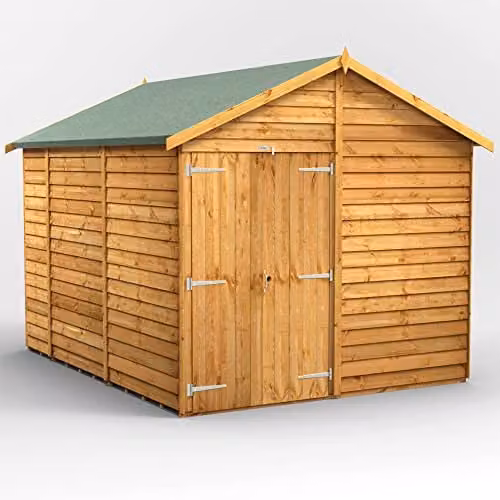 Powersheds Premium Apex Wooden Garden Shed in Natural Brown, Windowless Storage Design