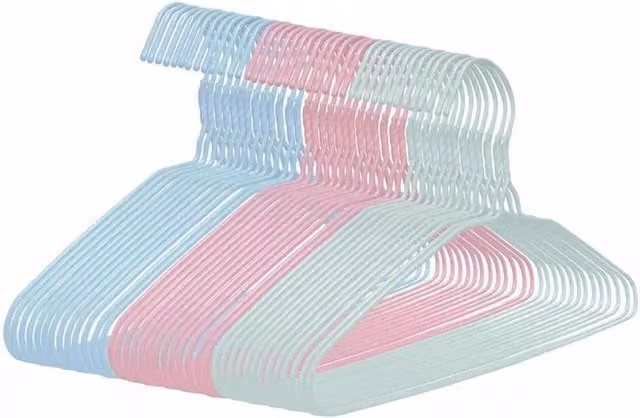 Hinsinc 120-Piece Multi-Coloured Plastic Space-Saving Coat Hangers in Pink