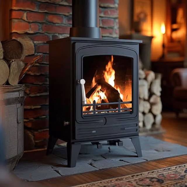 RoyalFire 5kW Steel Eco Multifuel Wood Burning Stove in Black or Grey