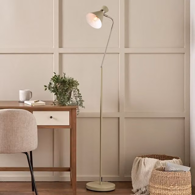 Pacific Lifestyle Modern Metal Floor Lamp in Green and Silver with Adjustable Height