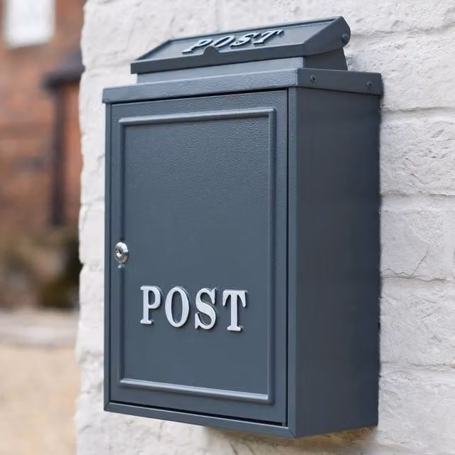 Nordara Grey and Silver Lockable Wall Mounted Parcel Post Box