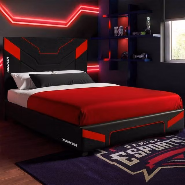 X Rocker Cerberus MKII Gaming Bed in a Box, Small Double, Red and Black, W/D/H: 120 x 200 x 101 cm