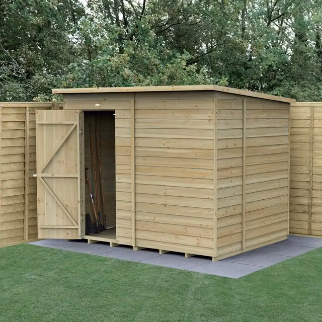 Forest Garden Pent Wood Shed in Brown with Window, Floor and Foundation