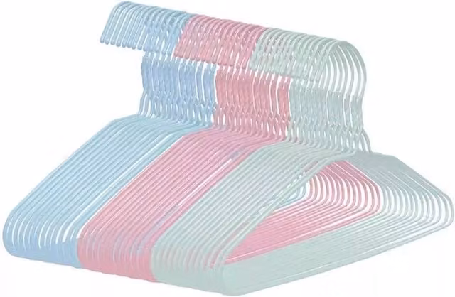 Nordara 120 Pink Plastic Childrens Space Saving Hangers with Notches