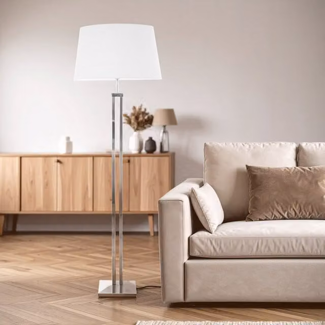 Orsina Skye Floor Lamp with Dual Rod Base in Silver