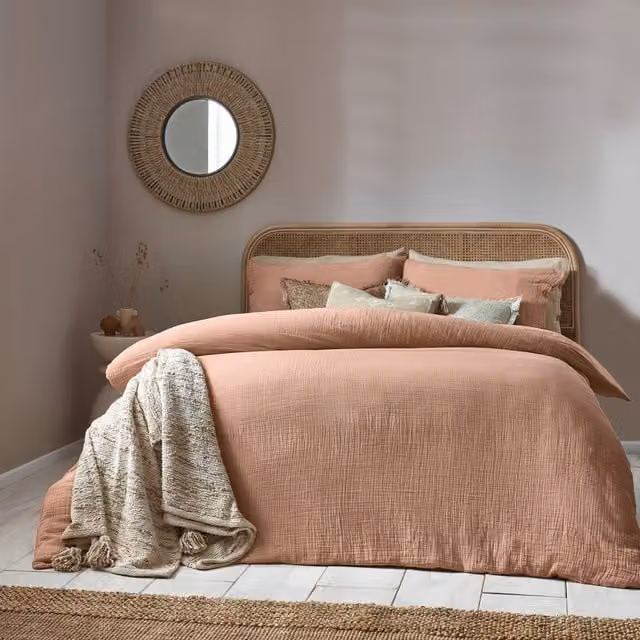 Yard Lark Cotton Muslin Duvet Cover Set in Pink, 90 x 200 cm