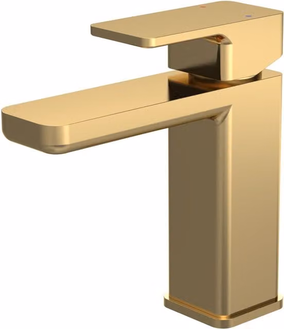 Balterley Square Mono Basin Mixer Tap with Push Button Waste in Brushed Brass