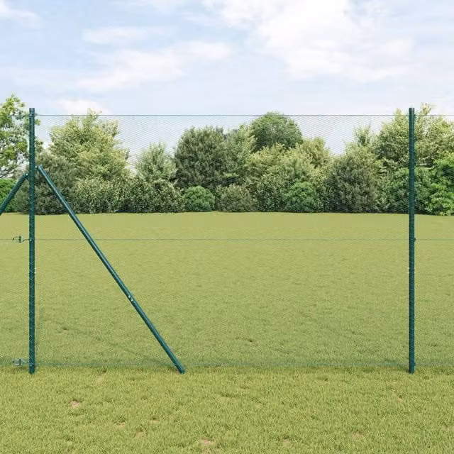 Berkfield Home Green PVC Coated Galvanised Steel Hexagon Fence, H: 1.5 m x W: 100 m