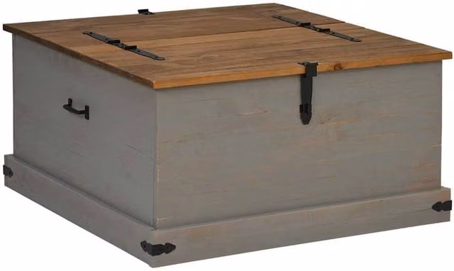 Berkfield Home HALDEN Storage Chest in Grey Solid Pine Wood, W/D/H: 91 x 91 x 47 cm