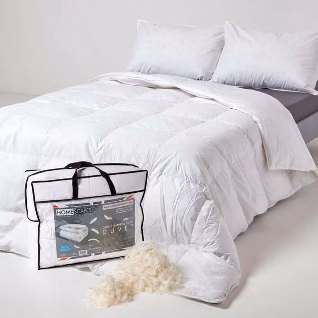 Homescapes White Goose Feather and Down 4.5 Tog Summer Duvet
