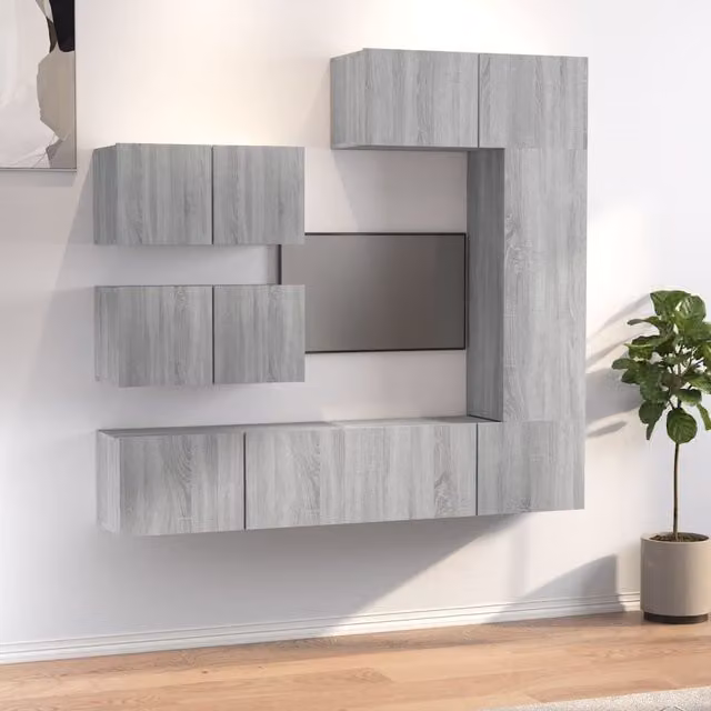 Berkfield Home 6 Piece Grey Matt Living Room TV Cabinet Set in Engineered Wood