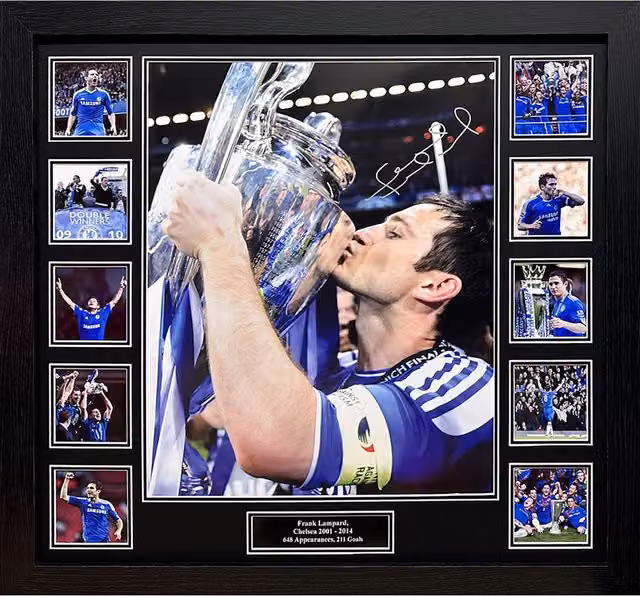 Framed Chelsea FC Champions League Portrait Photograph Signed by Frank Lampard, Blue and Multicolour, 50.8 x 50.8 cm