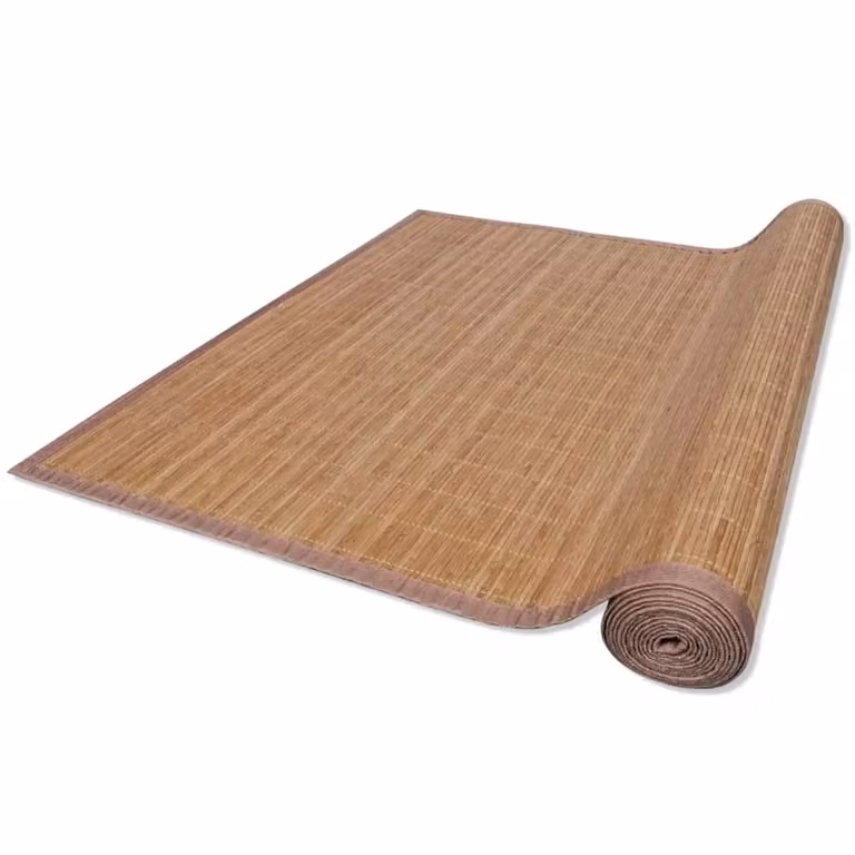 Berkfield Home Rectangular Brown Bamboo and Polypropylene Rug W: 80 cm, L: 200 cm