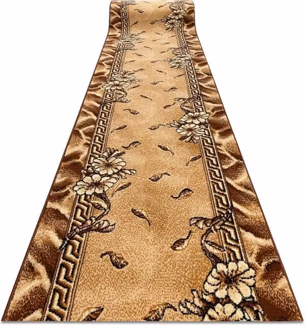 RugsX Bcf Trio Floral Runner in Gold, W: 150 cm, L: 270 cm