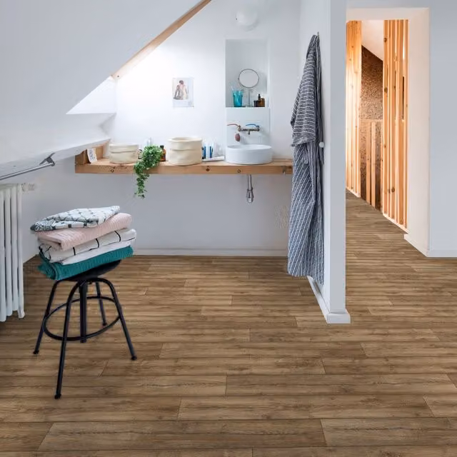 Komscape Rustic Wood Look Plank Vinyl Flooring in Brown, W: 200 cm x L: 200 cm