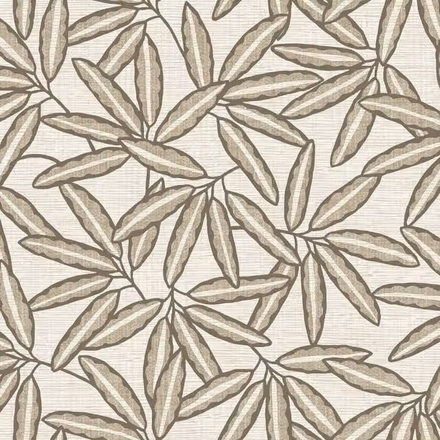 Belgravia Botanical Leaf Textured Vinyl Wallpaper in Beige