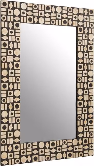 Orsina Palu Modern Geometric Black and Gold Rectangular Wall Mirror