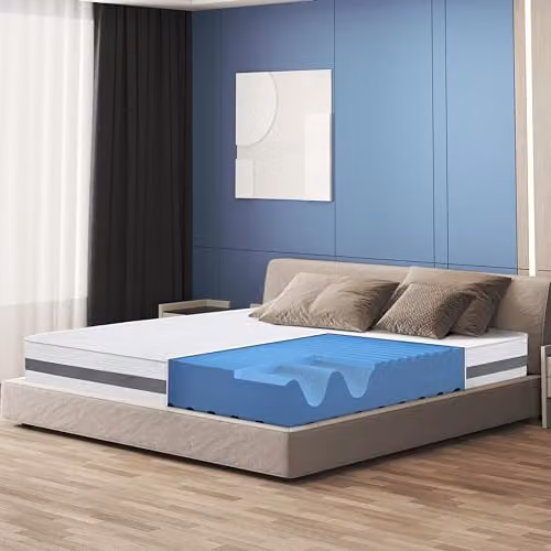 The White Stone Super King Size Antibacterial Waterfoam Mattress in White and Grey, H 20 cm, W 220 cm, D 200 cm