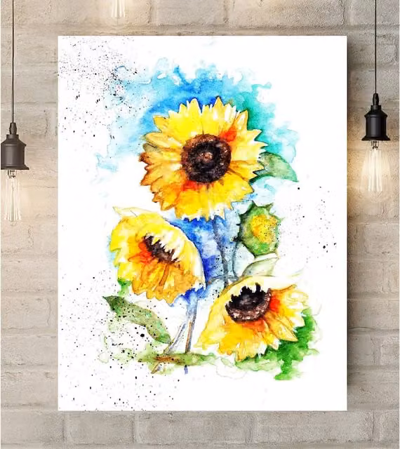 BebesArts Sunflowers Floral Canvas Wall Art, Yellow, W: 30.48 cm, H: 20.32 cm