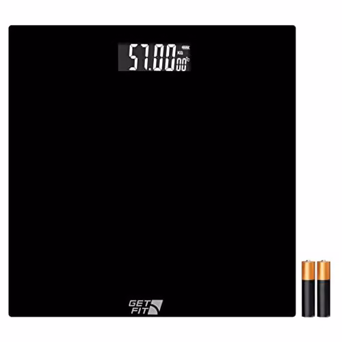 Get Fit Digital Bathroom Scales with LCD Display and Auto Shutoff in Black