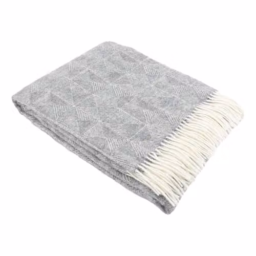 Simply Sheepskin Grey Jacquard Woven Wool Blanket, W/D/H: 140 x 200 cm