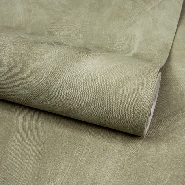 Grandeco Serra Rustic Painted Plaster Effect Textured Wallpaper in Green