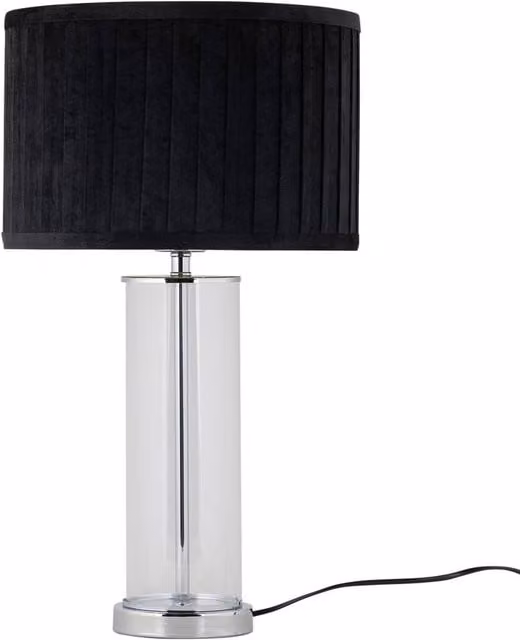 First Choice Lighting Aura Chrome Table Lamp with Black Shade