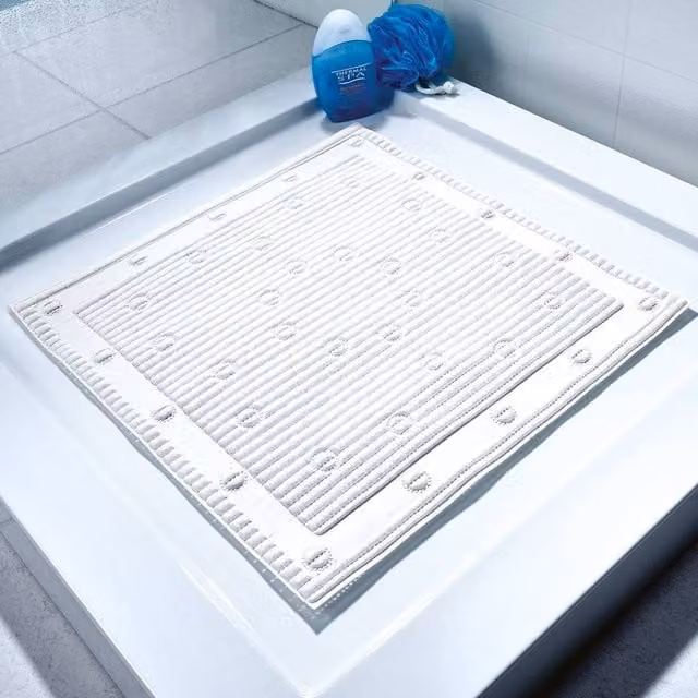 mysmartbuy Antimicrobial Anti-Slip Square Shower Mat, White, W/D: 50 x 50 cm